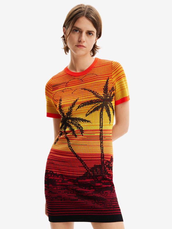Desigual Rochie Bipalmeri galbenă și portocalie Desigual pentru femei
