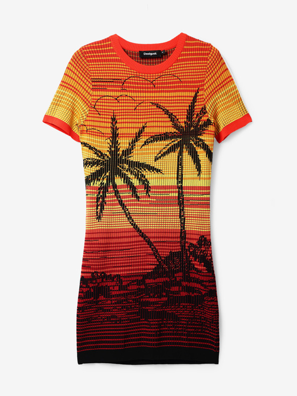 Desigual Rochie Bipalmeri galbenă și portocalie Desigual pentru femei