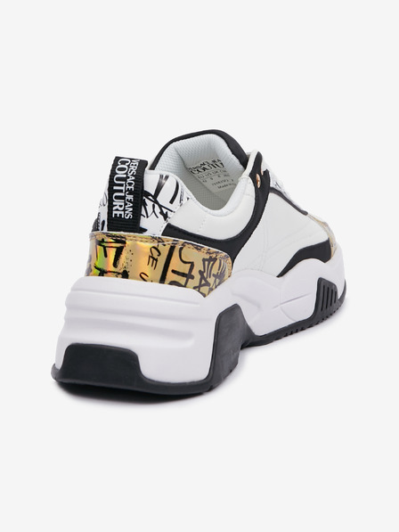 Versace Jeans Couture Adidași pentru bărbați negri și albi cu detalii din piele Versace Jeans Couture Fondo Stargaze 01
