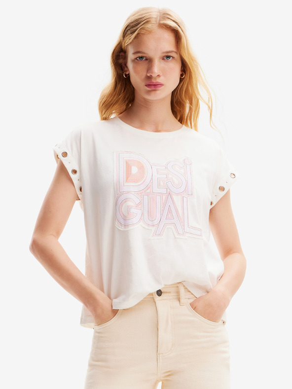 Desigual Tricou Desigual Berlin crem pentru femei