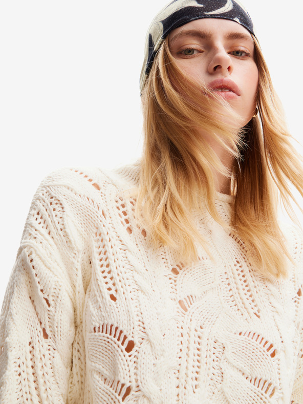 Desigual Cardigan pentru femei Desigual Milano crem din amestec de lână