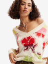 Desigual Cardigan floral de damă roșu și crem Desigual Join