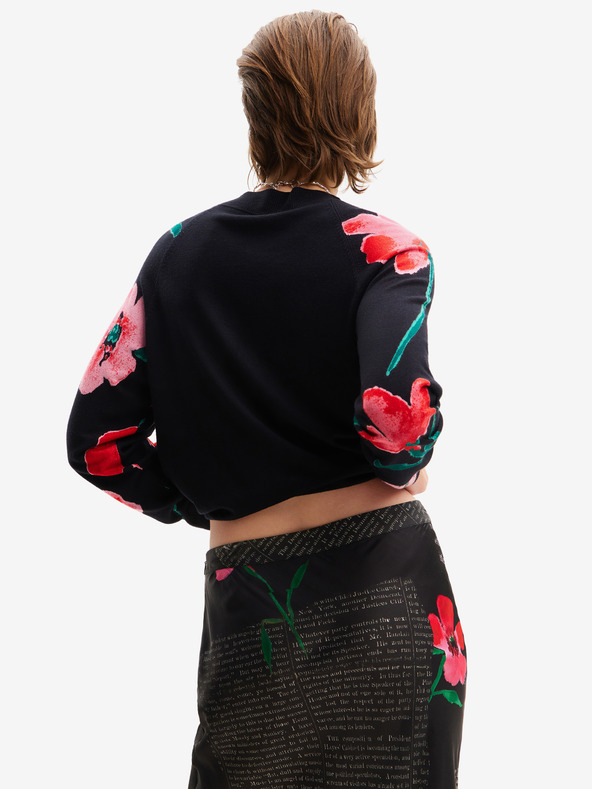 Desigual Pulover înflorat negru pentru femei Desigual Demis