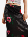 Desigual Fustă maxi din satin înflorată neagră Desigual Siracusa, damă