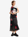 Desigual Fustă maxi din satin înflorată neagră Desigual Siracusa, damă