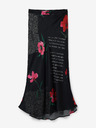 Desigual Fustă maxi din satin înflorată neagră Desigual Siracusa, damă