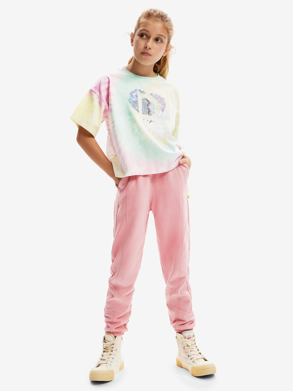 Desigual Desigual Daira tricou batik galben și verde pentru fete