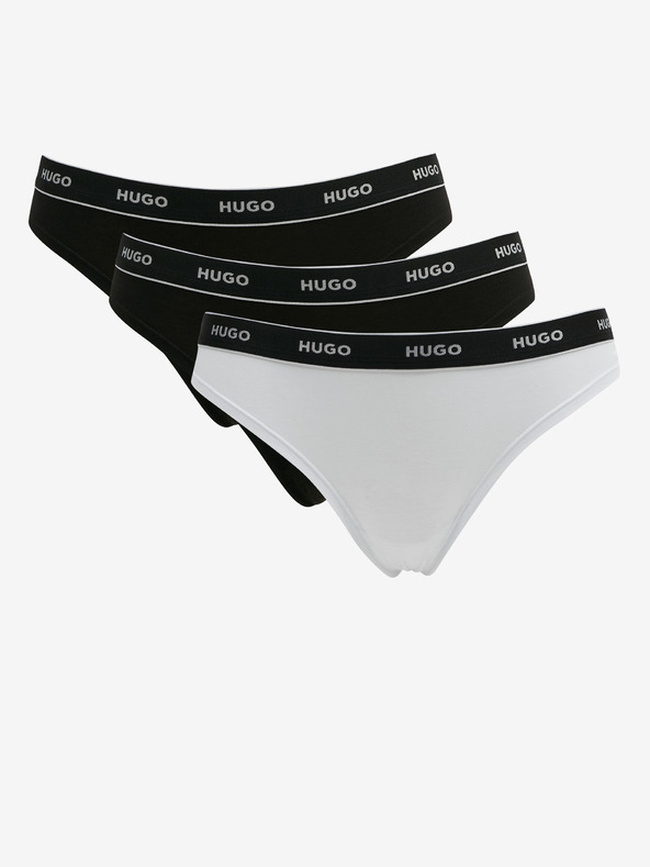 HUGO HUGO set de trei tanga pentru femei în alb și negru