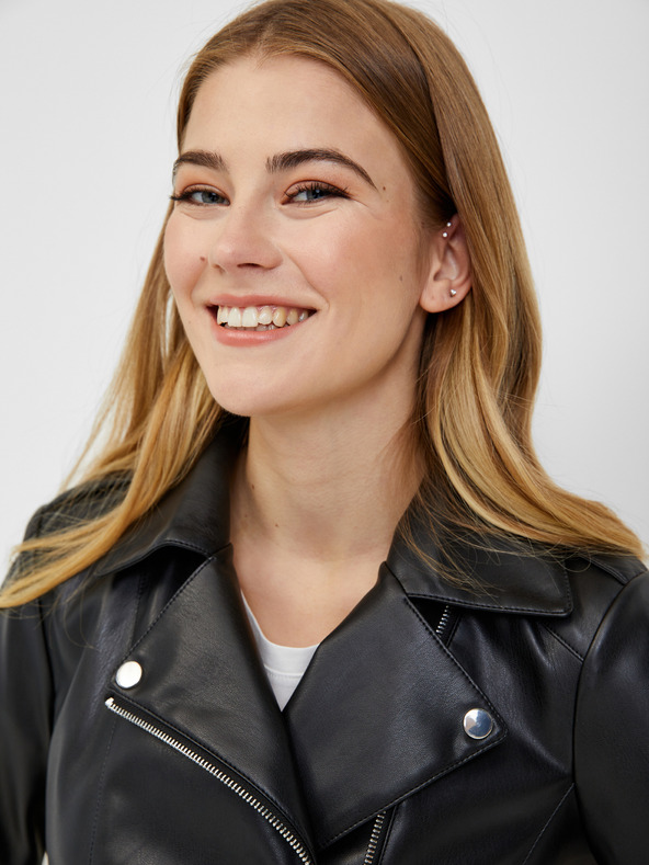 Orsay Jachetă neagră imitație de piele pentru femei ORSAY