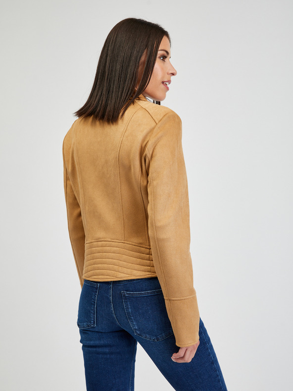 Orsay Jachetă imitație de piele maro deschis pentru femei ORSAY