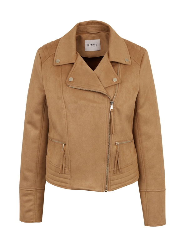 Orsay Jachetă imitație de piele maro deschis pentru femei ORSAY