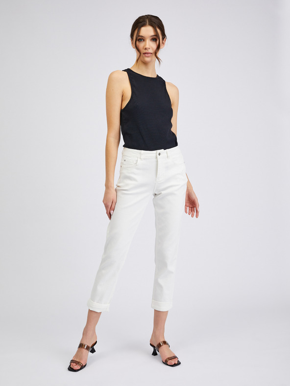 Orsay Blugi boyfriend decupați de damă albi ORSAY