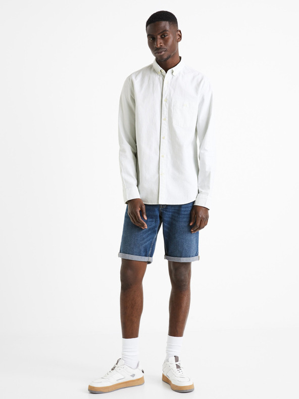 Celio Cămașă de bărbați verde deschis cu dungi Celio Caoxfordy