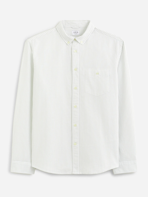 Celio Cămașă de bărbați verde deschis cu dungi Celio Caoxfordy