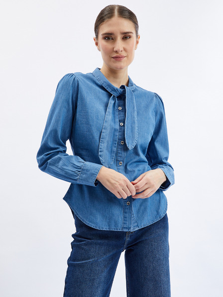 Orsay Cămașă albastră de damă din denim cu detaliu decorativ ORSAY
