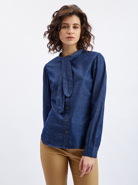 Orsay Cămașă de damă din denim albastru închis cu detaliu decorativ ORSA