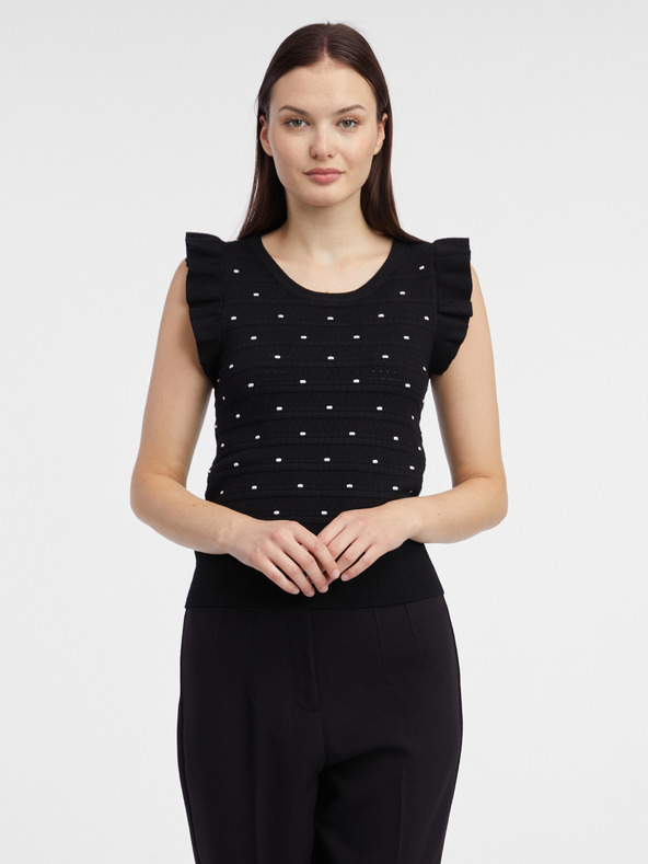 Orsay Tricou negru cu buline pentru femei ORSAY