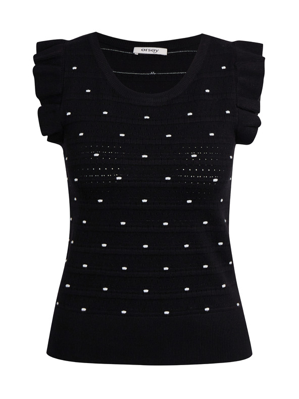 Orsay Tricou negru cu buline pentru femei ORSAY
