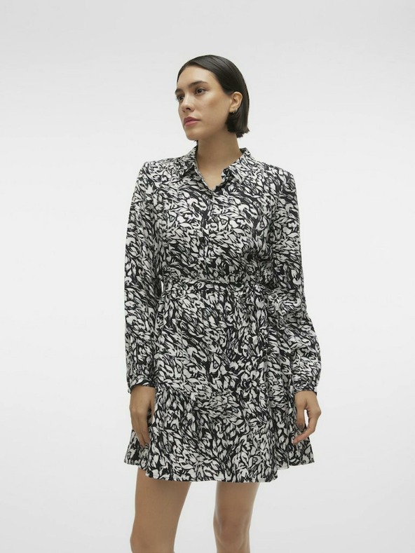 Vero Moda Rochie cămașă cu model alb și negru pentru femei Vero Moda Debby