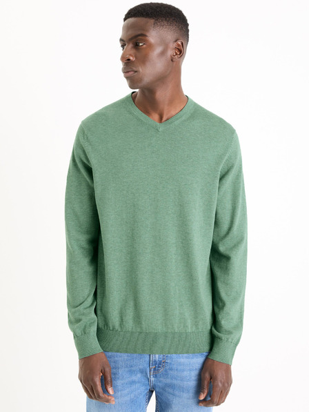 Celio Pulover de bază verde pentru bărbați Celio Decoton
