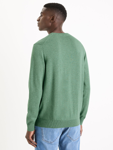 Celio Pulover de bază verde pentru bărbați Celio Decoton