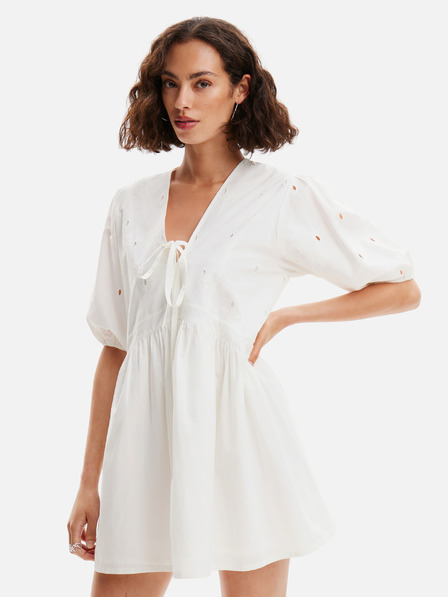 Desigual Mini rochie Desigual Lombard albă pentru femei