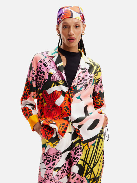 Desigual Bluză de mătase cu model roșu și roz pentru femei Desigual Ericeira Lacroix