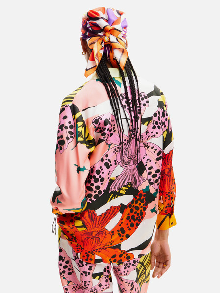 Desigual Bluză de mătase cu model roșu și roz pentru femei Desigual Ericeira Lacroix