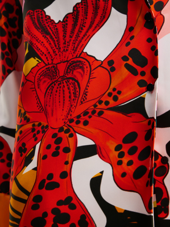 Desigual Bluză de mătase cu model roșu și roz pentru femei Desigual Ericeira Lacroix