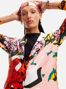 Desigual Bluză de mătase cu model roșu și roz pentru femei Desigual Ericeira Lacroix
