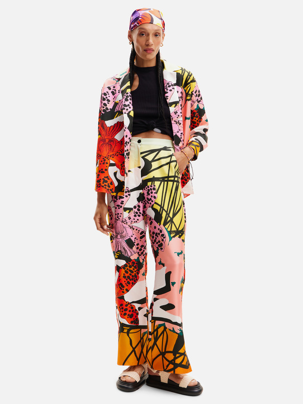 Desigual Bluză de mătase cu model roșu și roz pentru femei Desigual Ericeira Lacroix