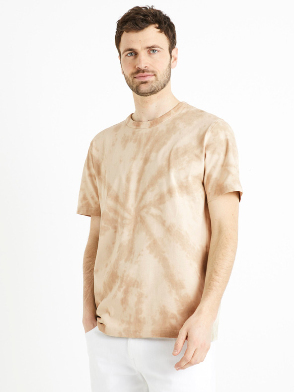 Celio Tricou batik bej pentru bărbați Celio Deswirl