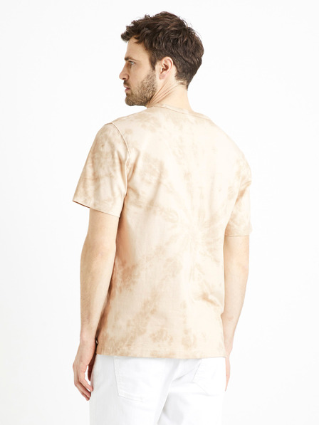 Celio Tricou batik bej pentru bărbați Celio Deswirl