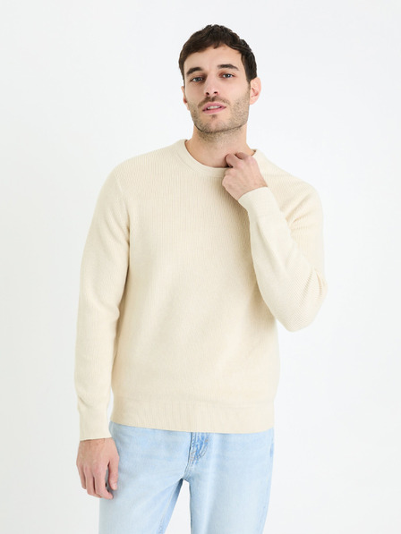 Celio Pulover basic crem pentru bărbați Celio Gexter