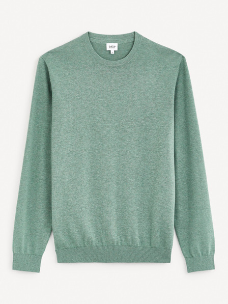 Celio Pulover de bază verde pentru bărbați Celio Decoton