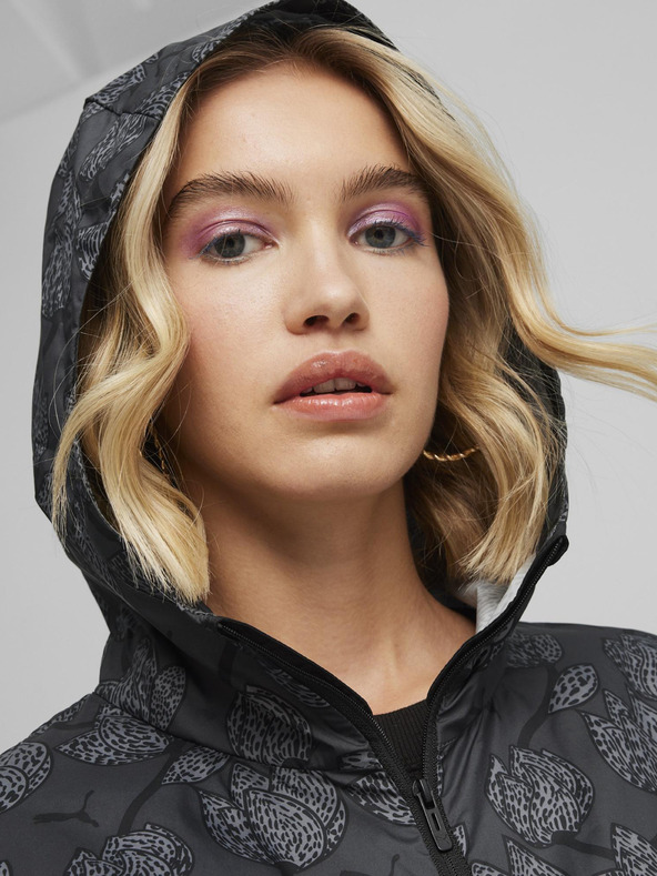 Puma Jachetă cu model ușor de culoare gri pentru femei Puma Blossom AOP Windbreaker