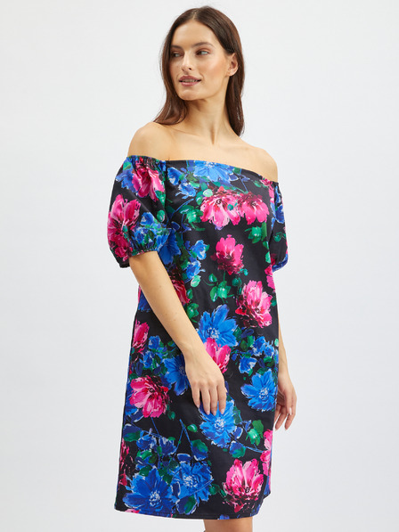 Orsay Rochie florala damă roz și neagră ORSAY