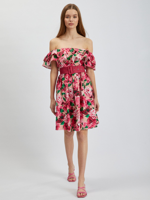 Orsay Rochie florală de damă roz închis ORSAY