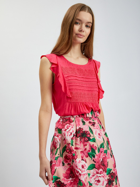 Orsay Fustă de damă roz cu flori ORSAY