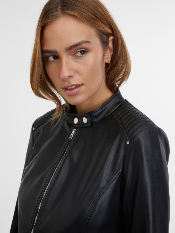 Orsay Jachetă neagră imitație de piele pentru femei ORSAY