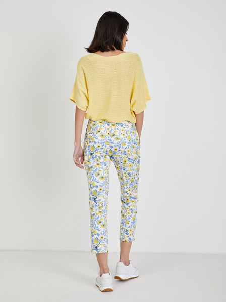 Orsay Pantaloni trei sferturi de damă albi cu flori ORSAY