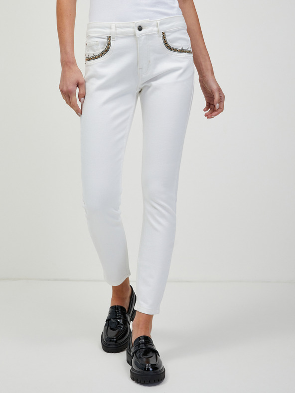 Orsay Blugi albi scurți skinny fit ORSAY