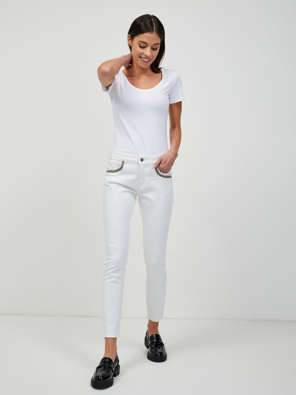Orsay Blugi albi scurți skinny fit ORSAY