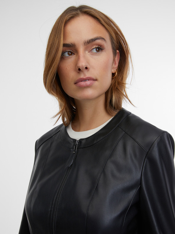 Orsay Jachetă neagră imitație de piele pentru femei ORSAY