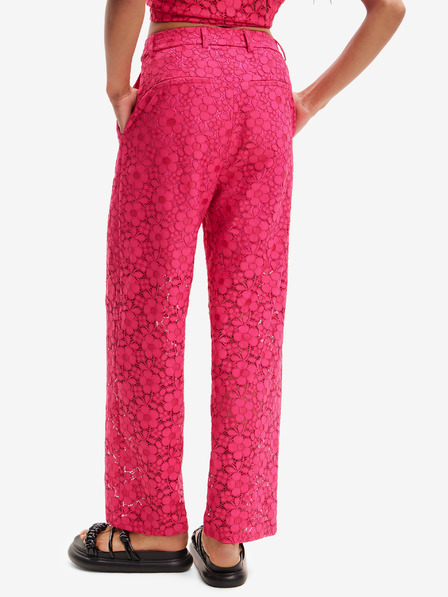 Desigual Pantaloni din dantelă Desigual roz închis pentru femei Dharma
