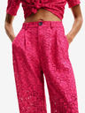 Desigual Pantaloni din dantelă Desigual roz închis pentru femei Dharma