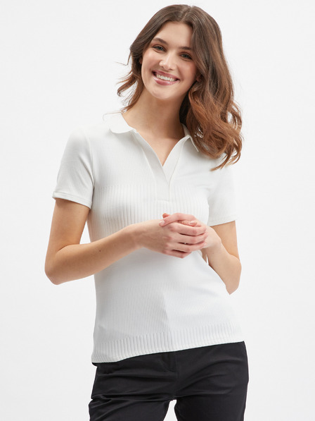 Orsay Tricou polo alb pentru femei tricotat ORSAY