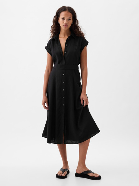GAP Rochie midi din in tip cămașă GAP