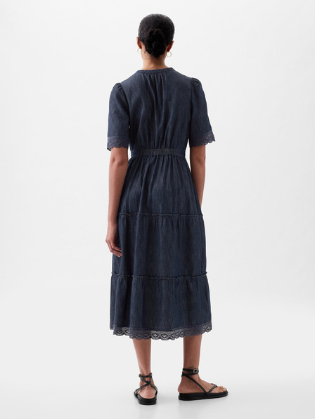 GAP Rochie midi din denim cu dantelă GAP