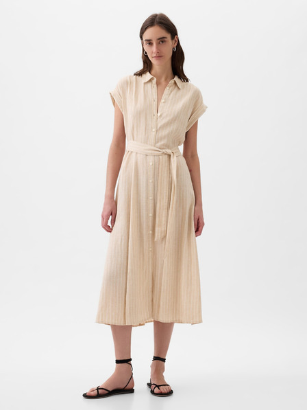 GAP Rochie midi din in tip cămașă GAP